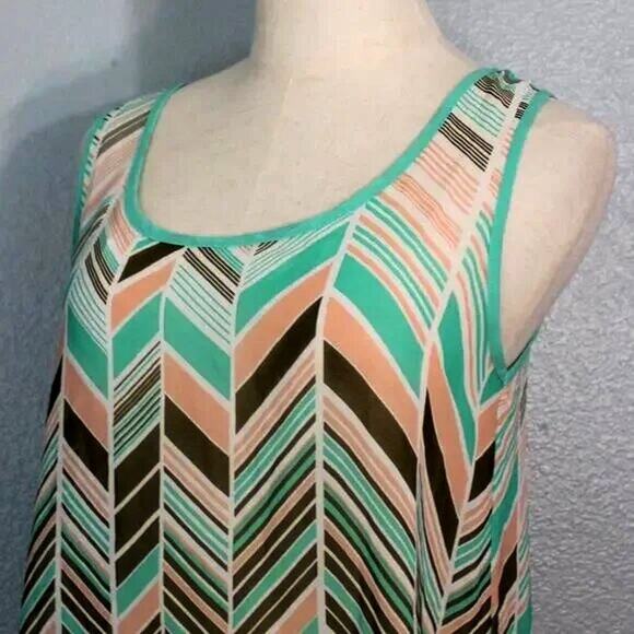 Mine Tribal Print Colorful Tank Top Lattice Back Size M - Picture 4 of 9